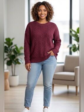 Legendary Outfitters Cable Crewneck Sweater Women’s XXL color Garnet